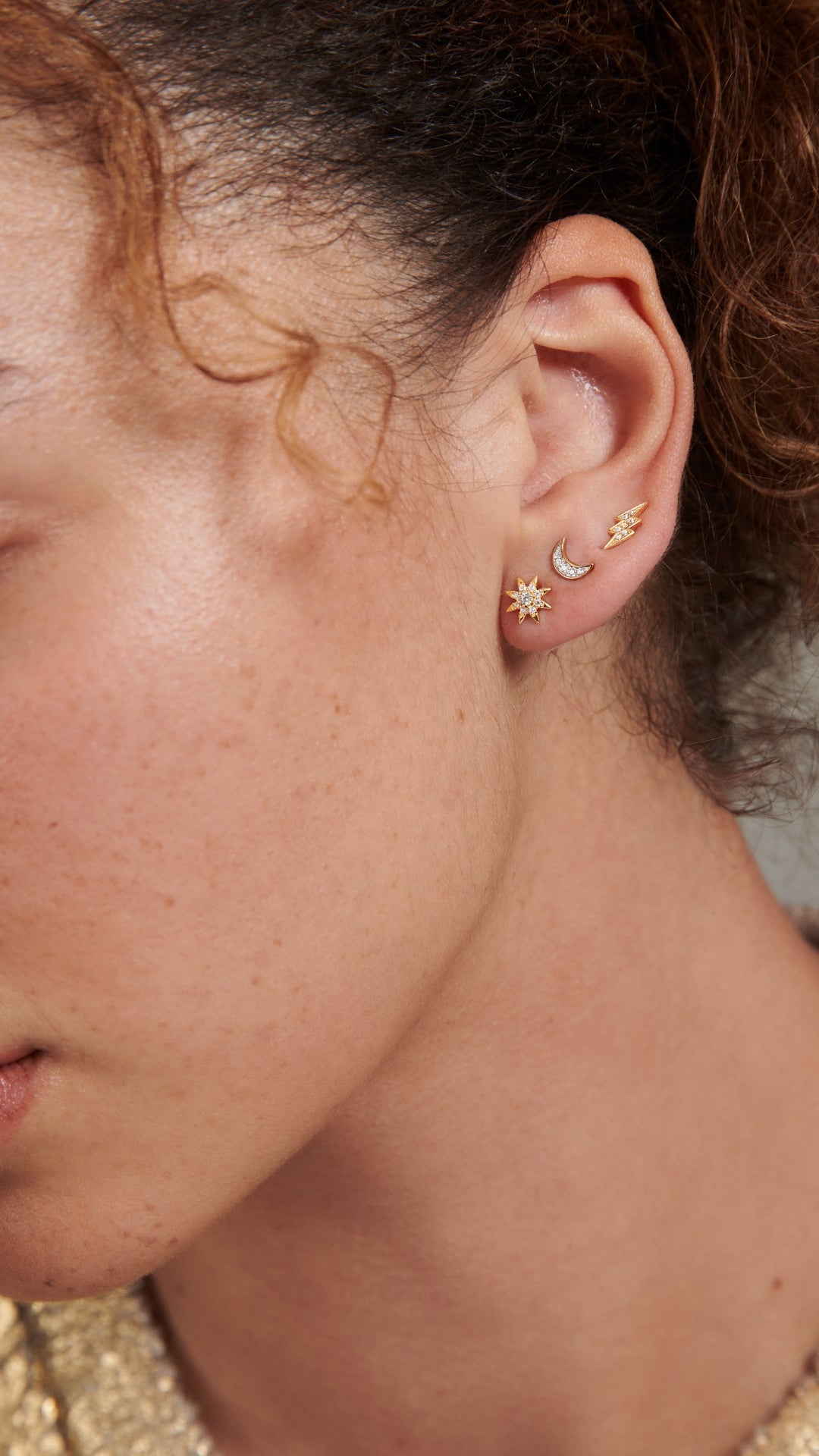 Celestial ear stack stud earrings gift set for women.