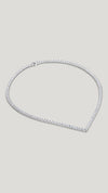 Vee Line Necklace White Gold Plated