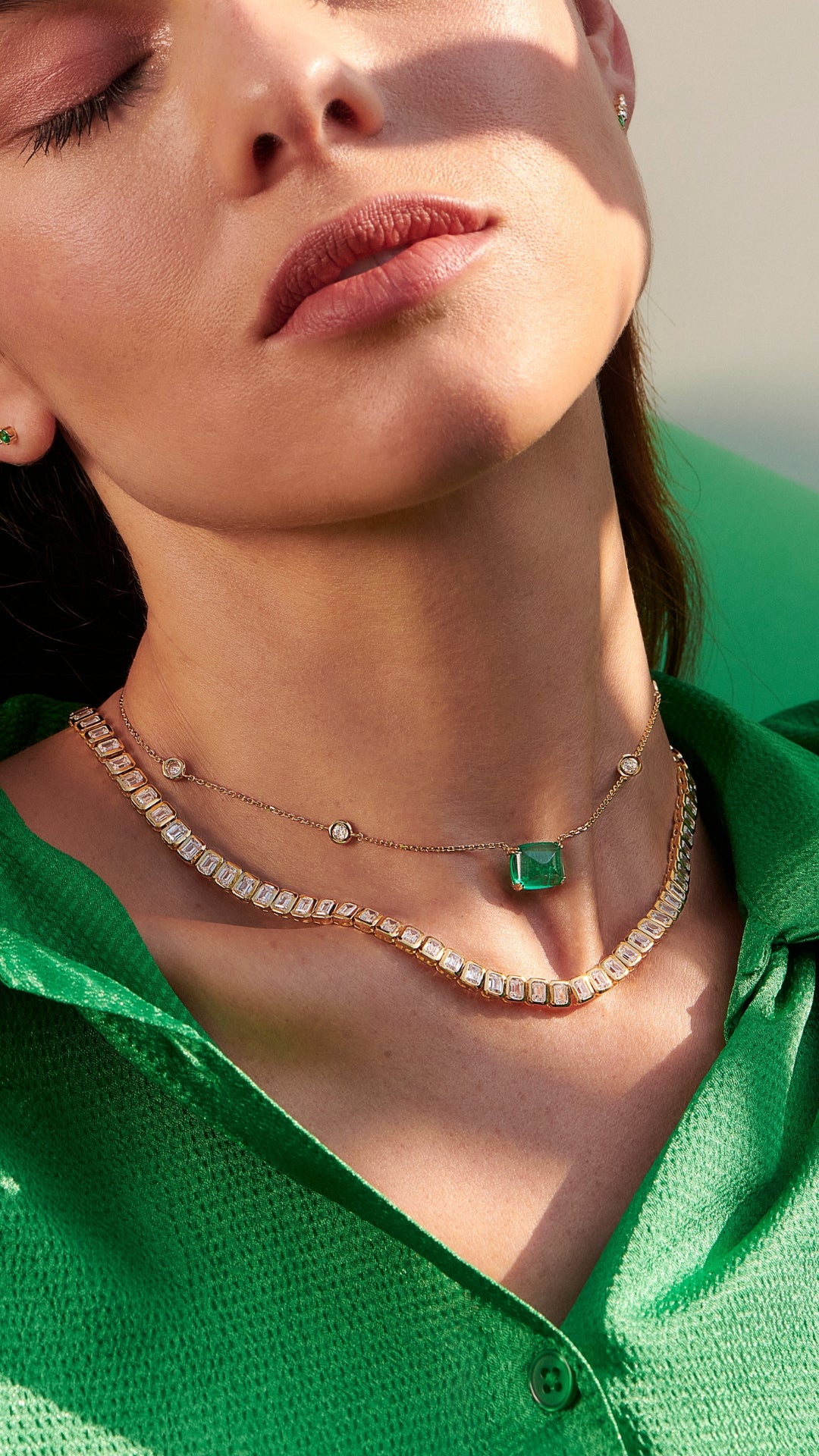 Sugarloaf Necklace Emerald Gold Vermeil