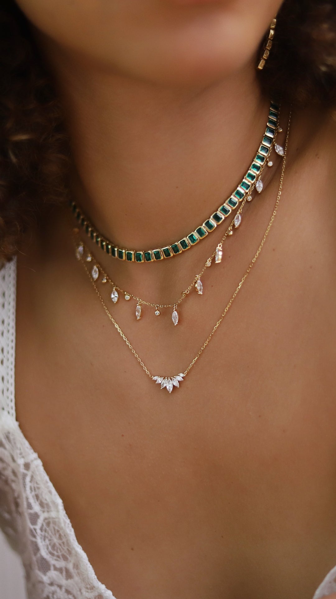 Cassidy Emerald Green Necklace Gold Vermeil