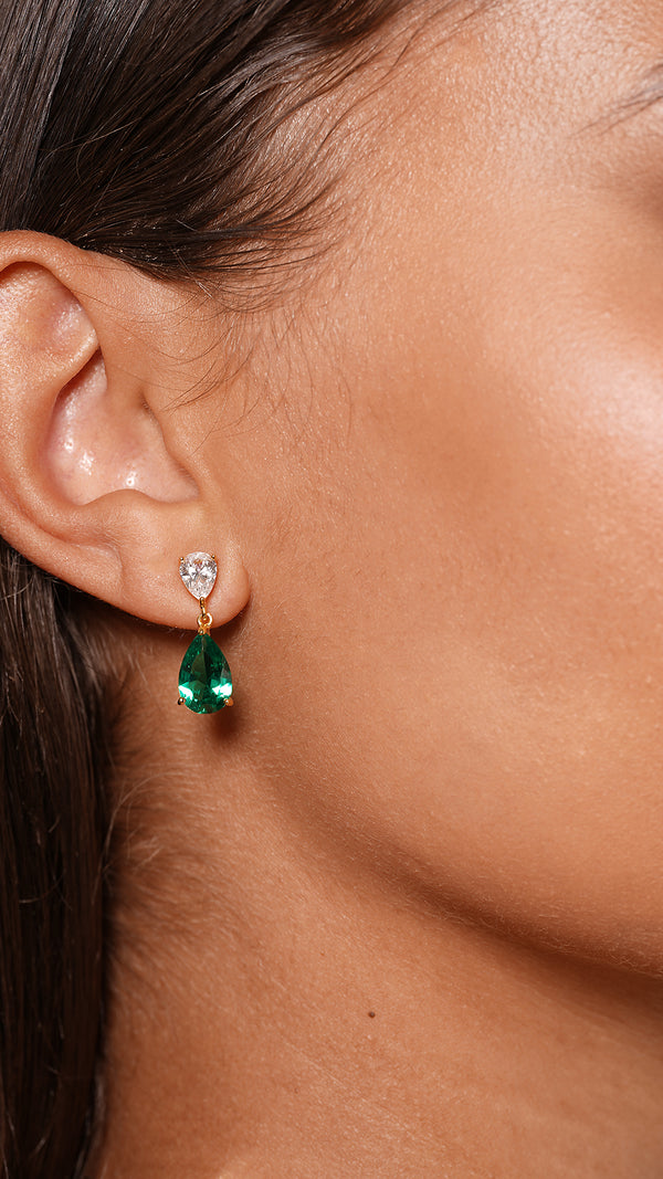 Arabella Emerald Green Earrings Gold Vermeil