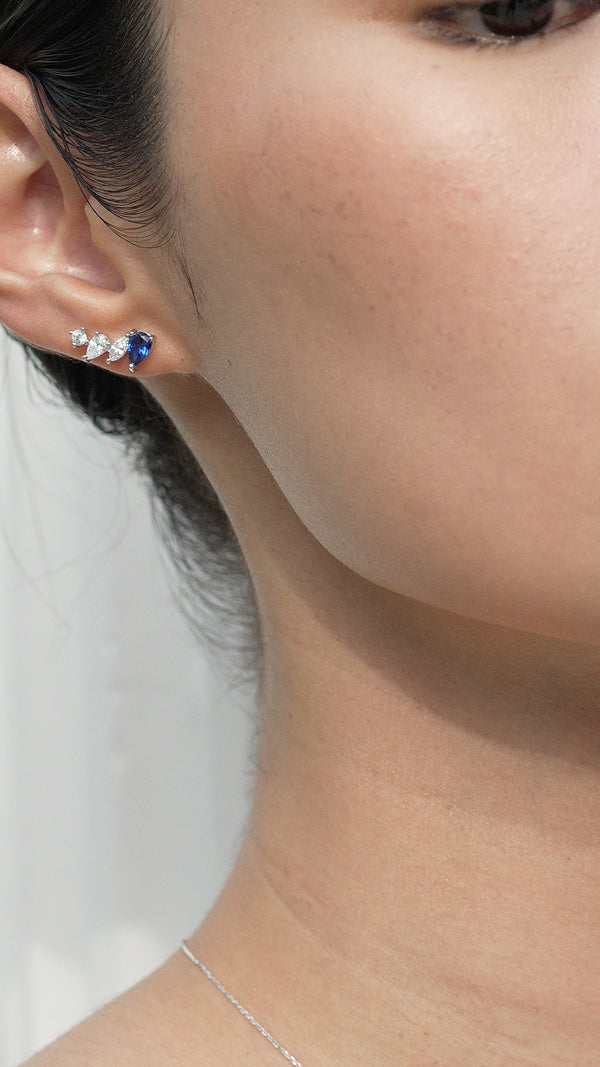 Abigail Sapphire Stud Earrings Sterling Silver