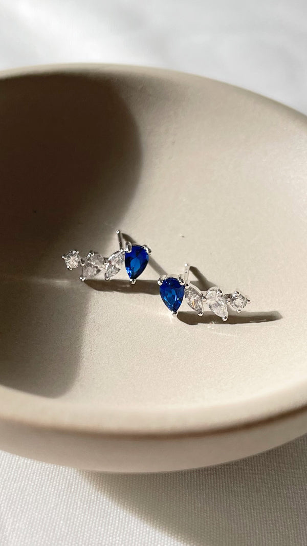 Abigail Sapphire Stud Earrings Sterling Silver