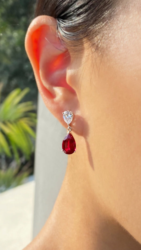 Arabella Ruby Earrings 9K White Gold