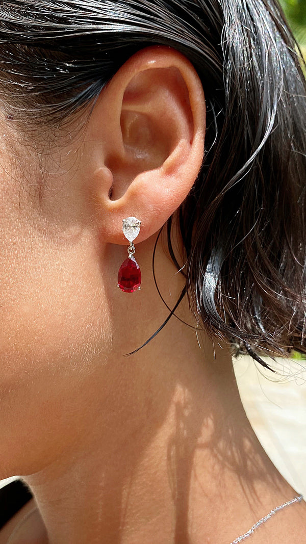 Arabella Ruby Earrings 9K White Gold