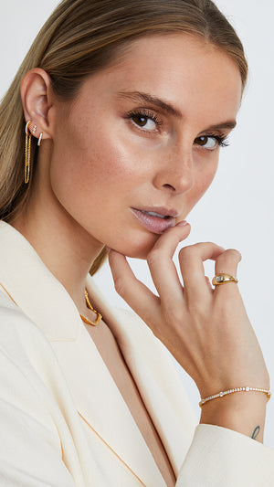 Baby Hoop Drop Earrings Gold Vermeil