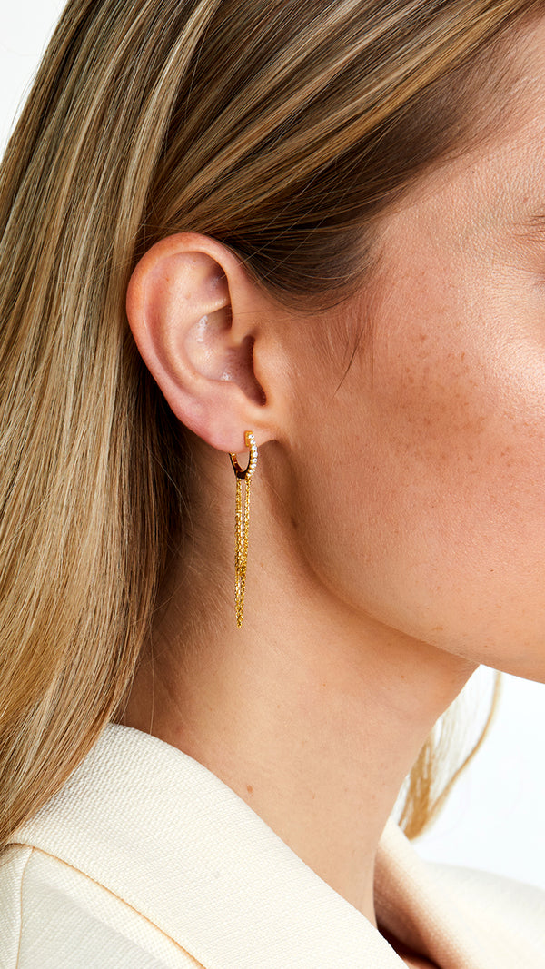 Baby Hoop Drop Earrings Gold Vermeil