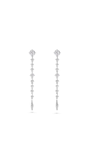 Sterling silver earrings featuring brilliant-cut rounds gemstones, fully articulated chain ending with our Stella motif.