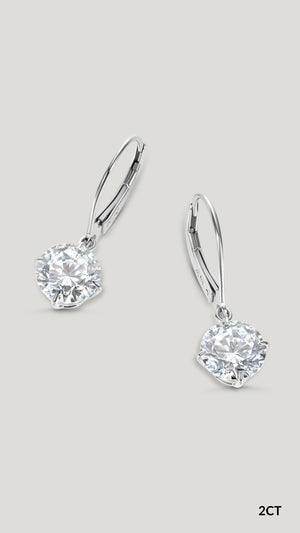 2ct white gold elegant drop earrings for women