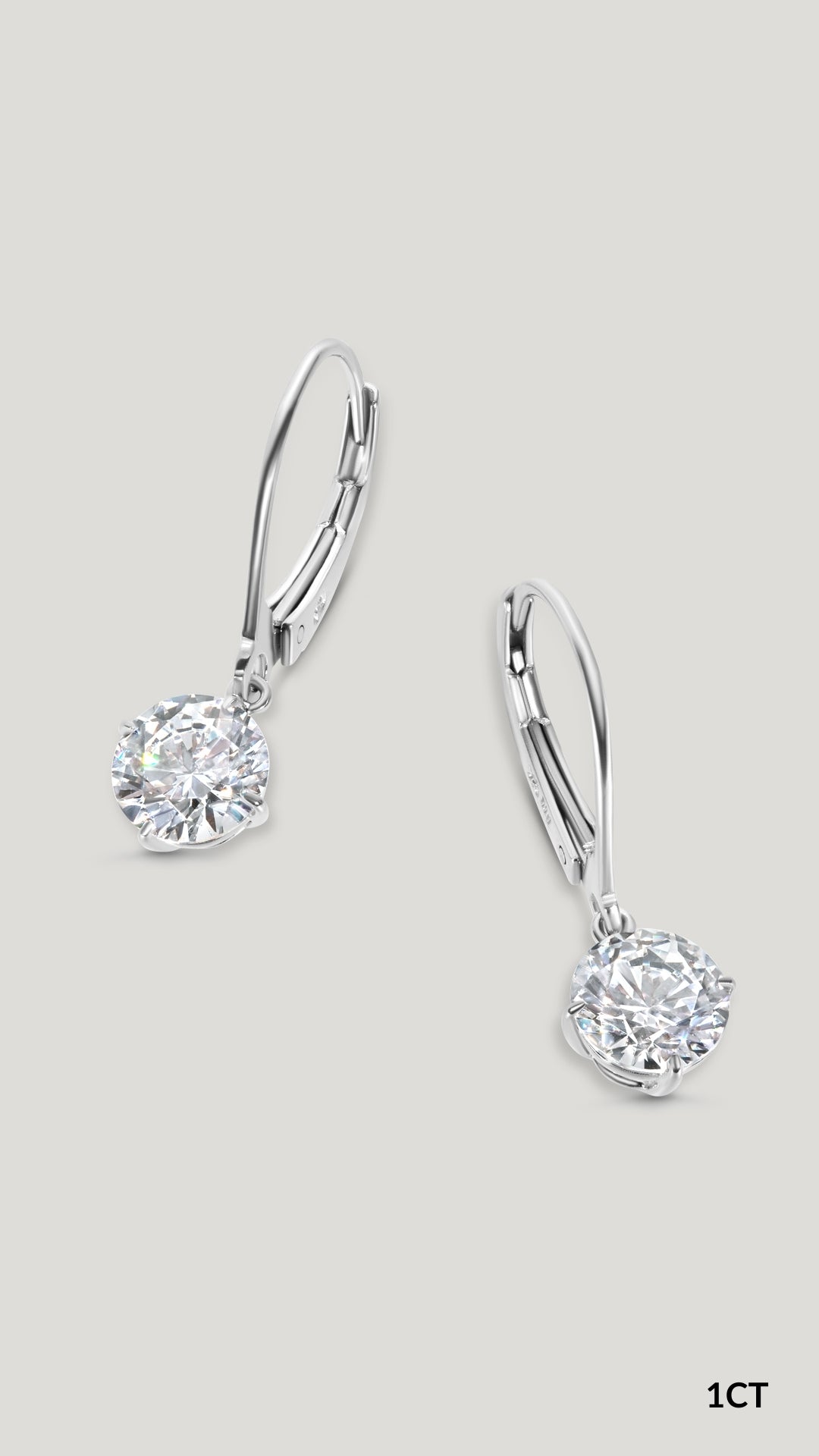 1CT white gold classic drop earrings