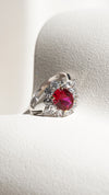 Carmine Ruby Ring White Gold Plated