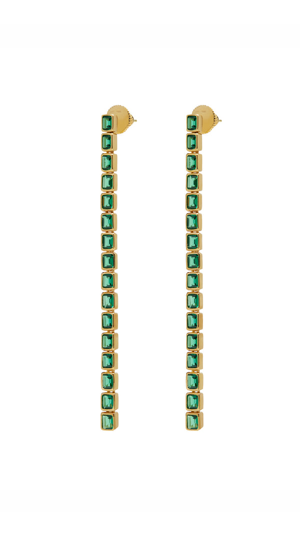 Cassidy Emerald Green Earrings Gold Vermeil