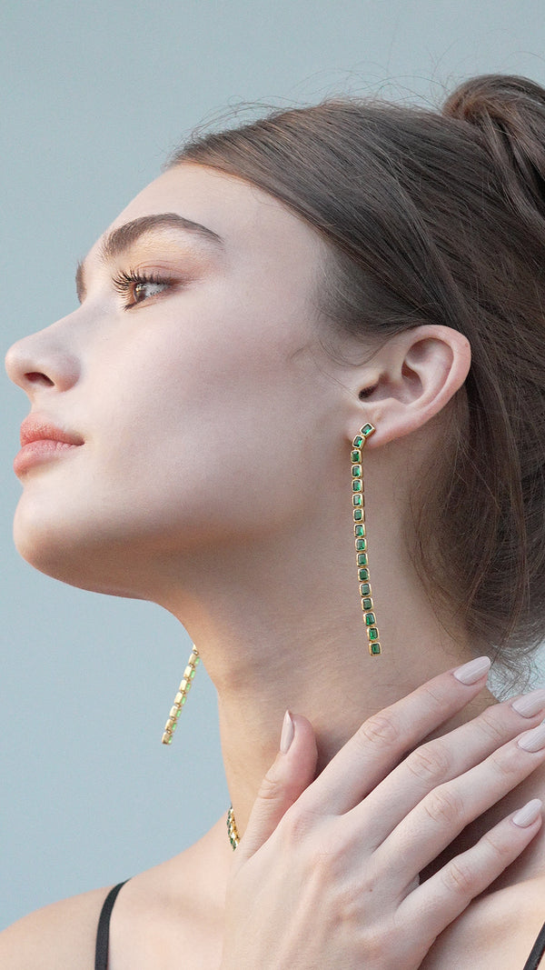 Cassidy Emerald Green Earrings Gold Vermeil