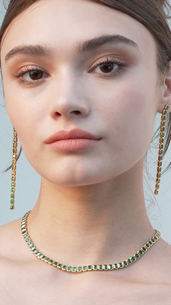 Cassidy Emerald Green Earrings Gold Vermeil