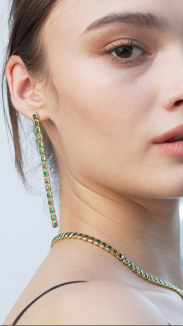 Cassidy Emerald Green Earrings Gold Vermeil