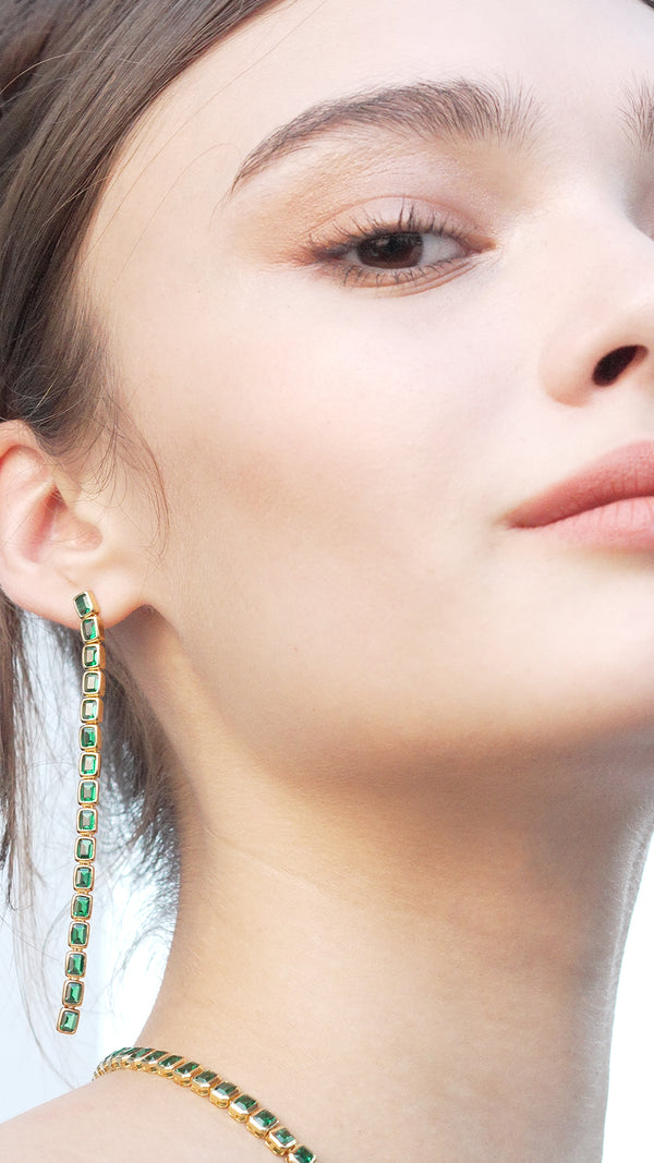 Cassidy Emerald Green Earrings Gold Vermeil