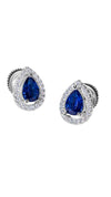 Emile sterling silver pear cut earrings with sapphire gemstones