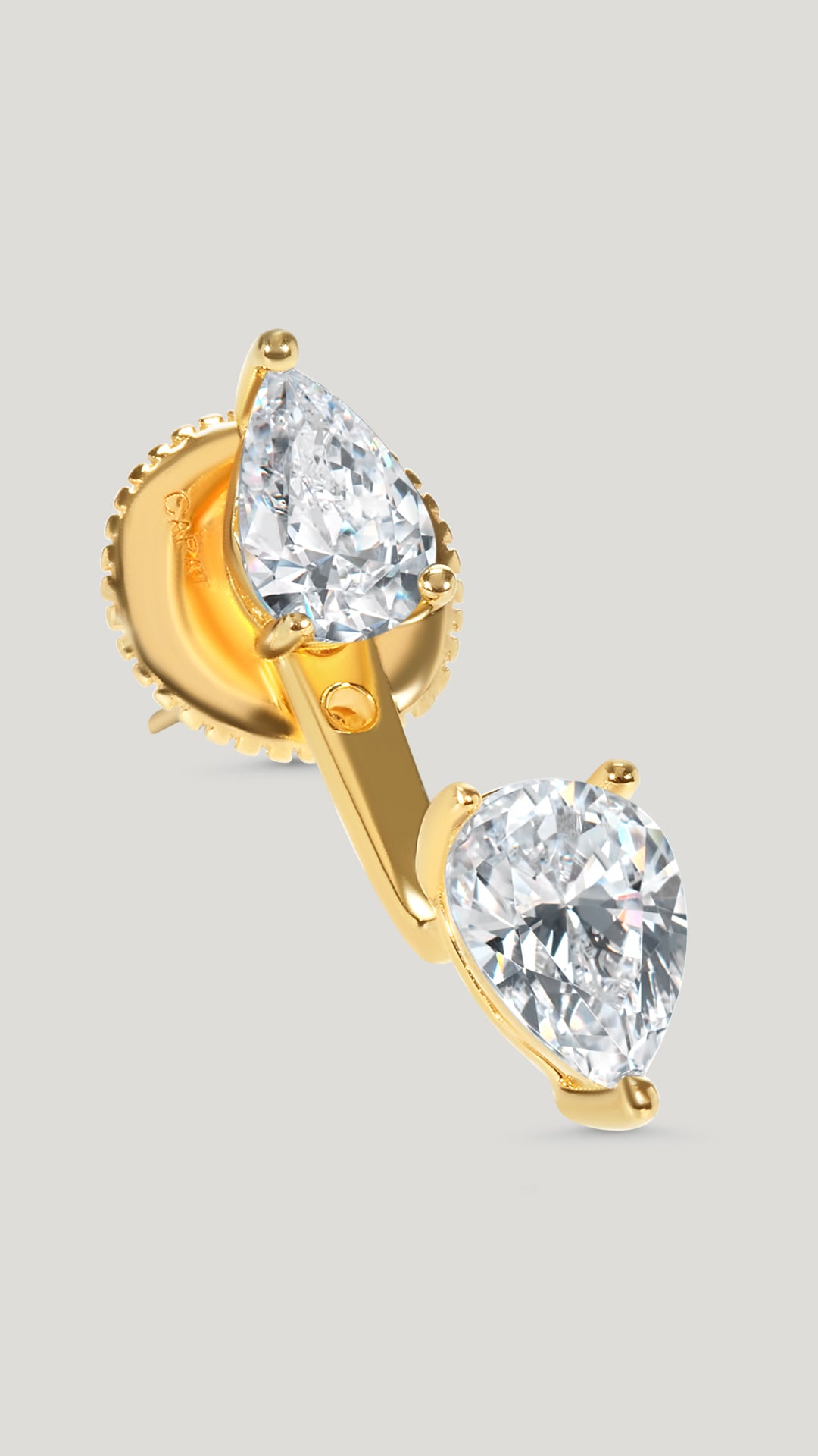 Eileen ear jacket with two pear cut stones in 18k gold vermeil sterling silver
