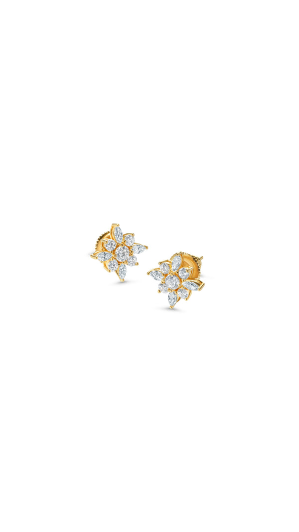 Snowflower Stud Earrings Gold Vermeil