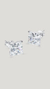 9K Solid white gold Chester princess cut stud earrings for women