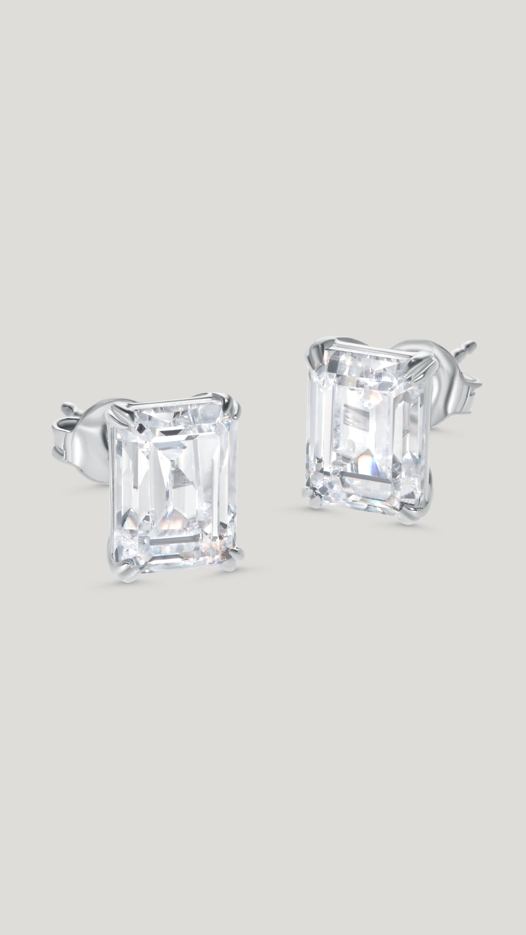 9K solid white gold stud earrings for women