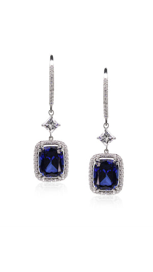 Claudia Cushion Sapphire Drops White Gold Plated