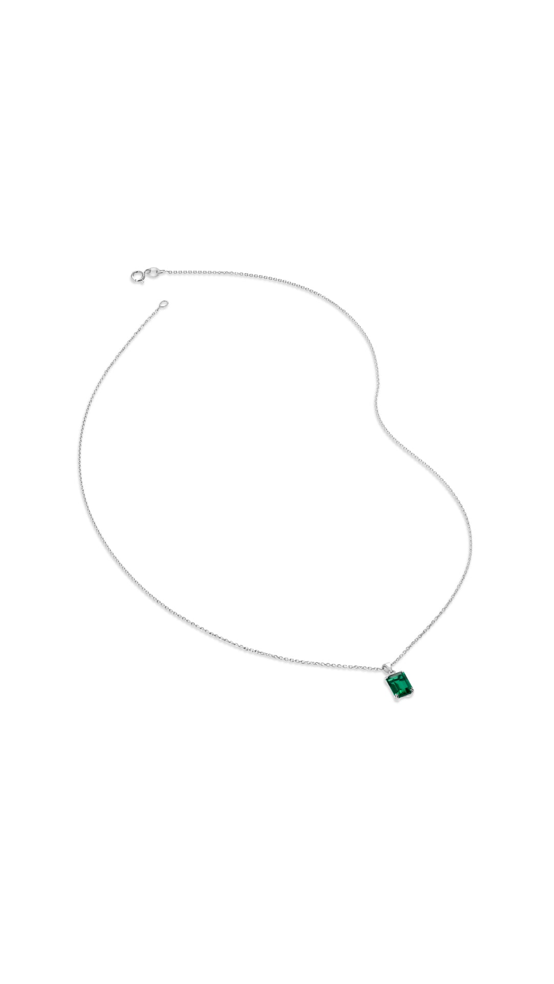 Fulton Emerald Green Necklace 9K White Gold