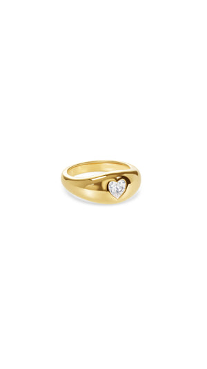 This minimalist heart-shaped gemstone signet ring in 18K gold vermeil is perfect for stacking or wearing solo.