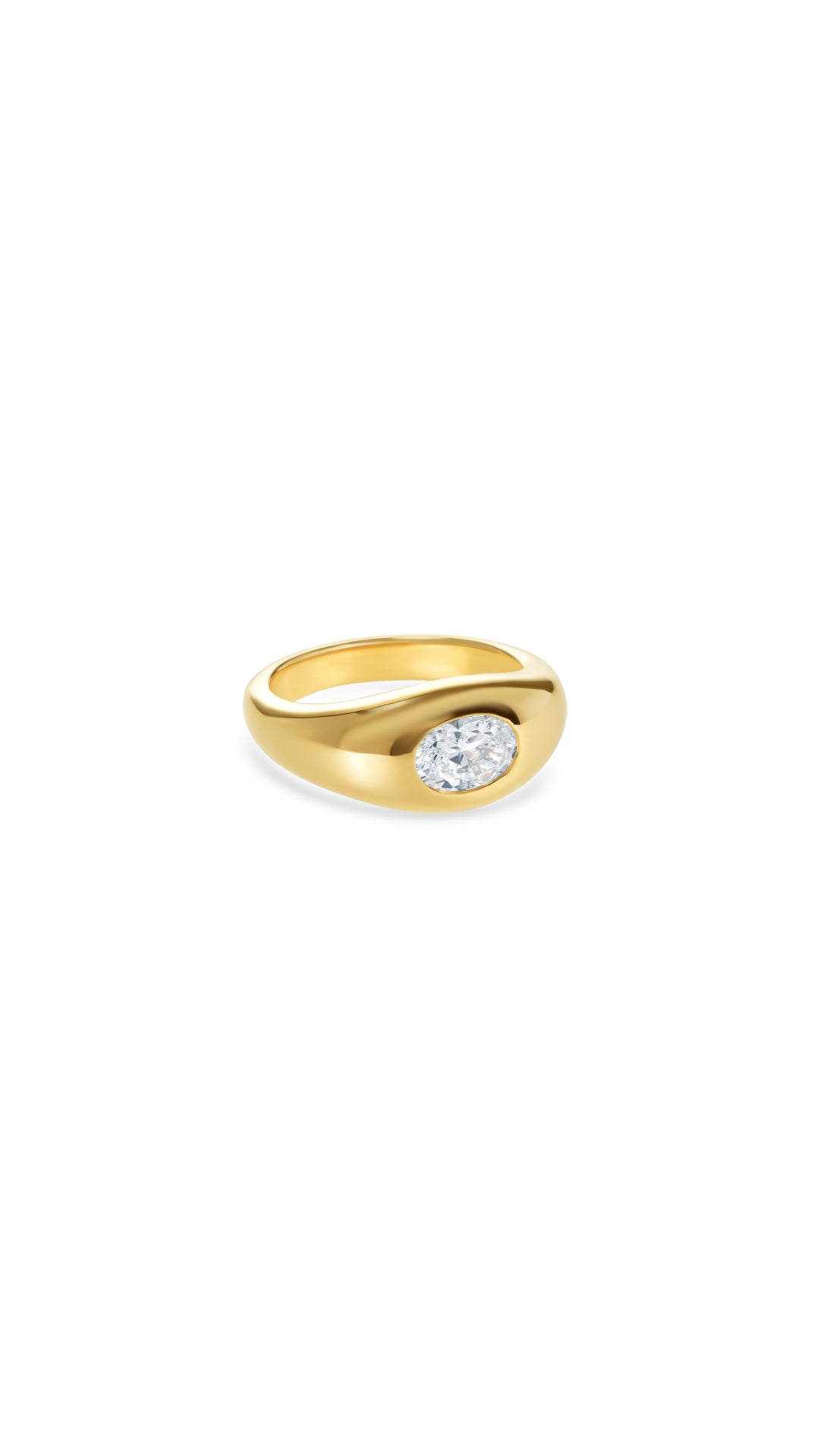 Elegant Oval Gemstone Signet Ring in 18K Gold Vermeil