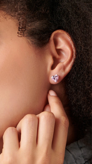 Pink heart studs for women