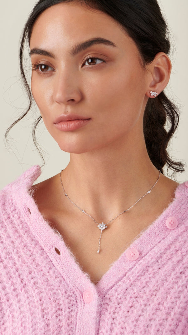 Camelia Drop Necklace Sterling Silver