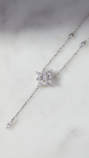 Camelia Drop Necklace Sterling Silver