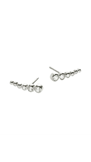 Sterling silver graduated round stone earrings