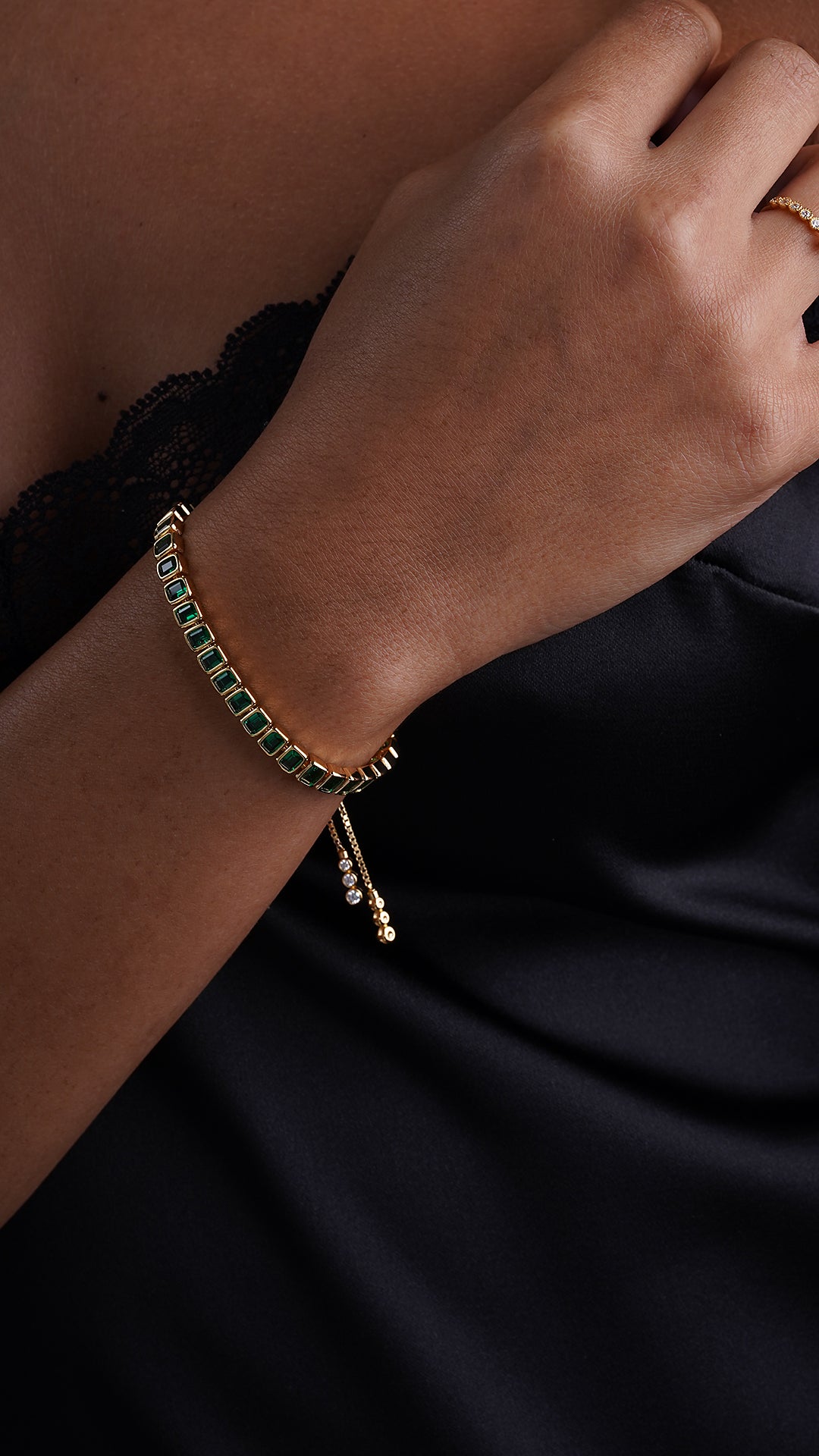 Cassidy Emerald Green Bracelet Gold Vermeil