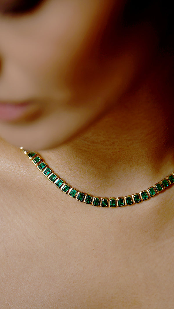 Cassidy Emerald Green Necklace Gold Vermeil