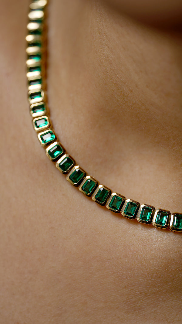 Cassidy Emerald Green Necklace Gold Vermeil