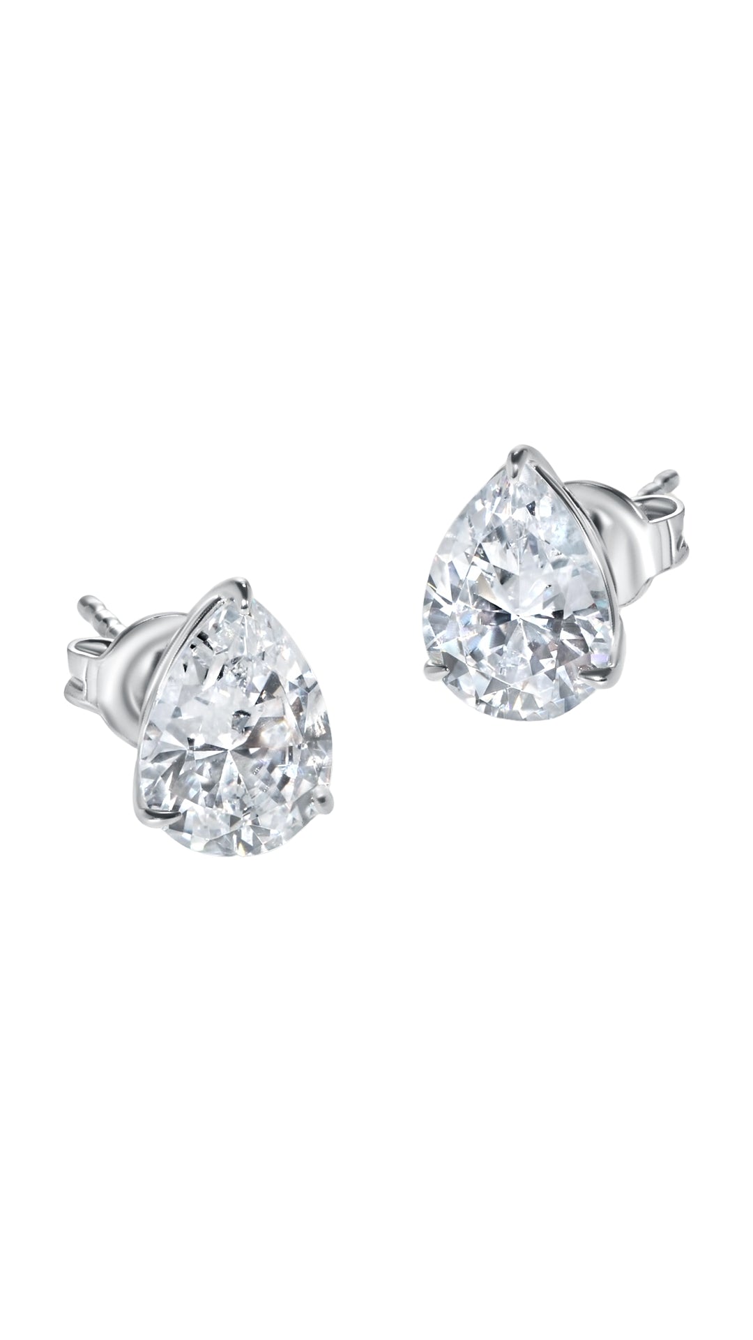 Cecile pear studs 9K White Gold sterling silver studs for women.