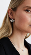 Celene Fan Studs Large White Gold Plated