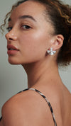 Celene Fan Studs Large White Gold Plated