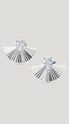 Celene Fan Studs White Gold Plated