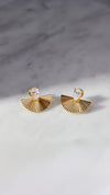 Statement large gold fan earrings