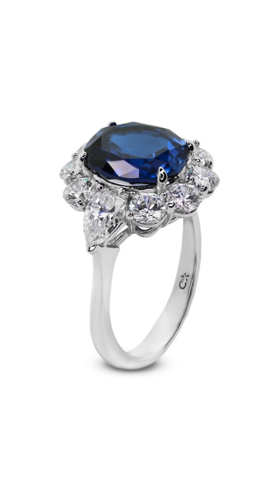 Carmine Sapphire Oval White Gold Plated