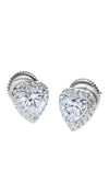 Classic sterling silver halo heart studs, perfect for bridal or everyday basics.