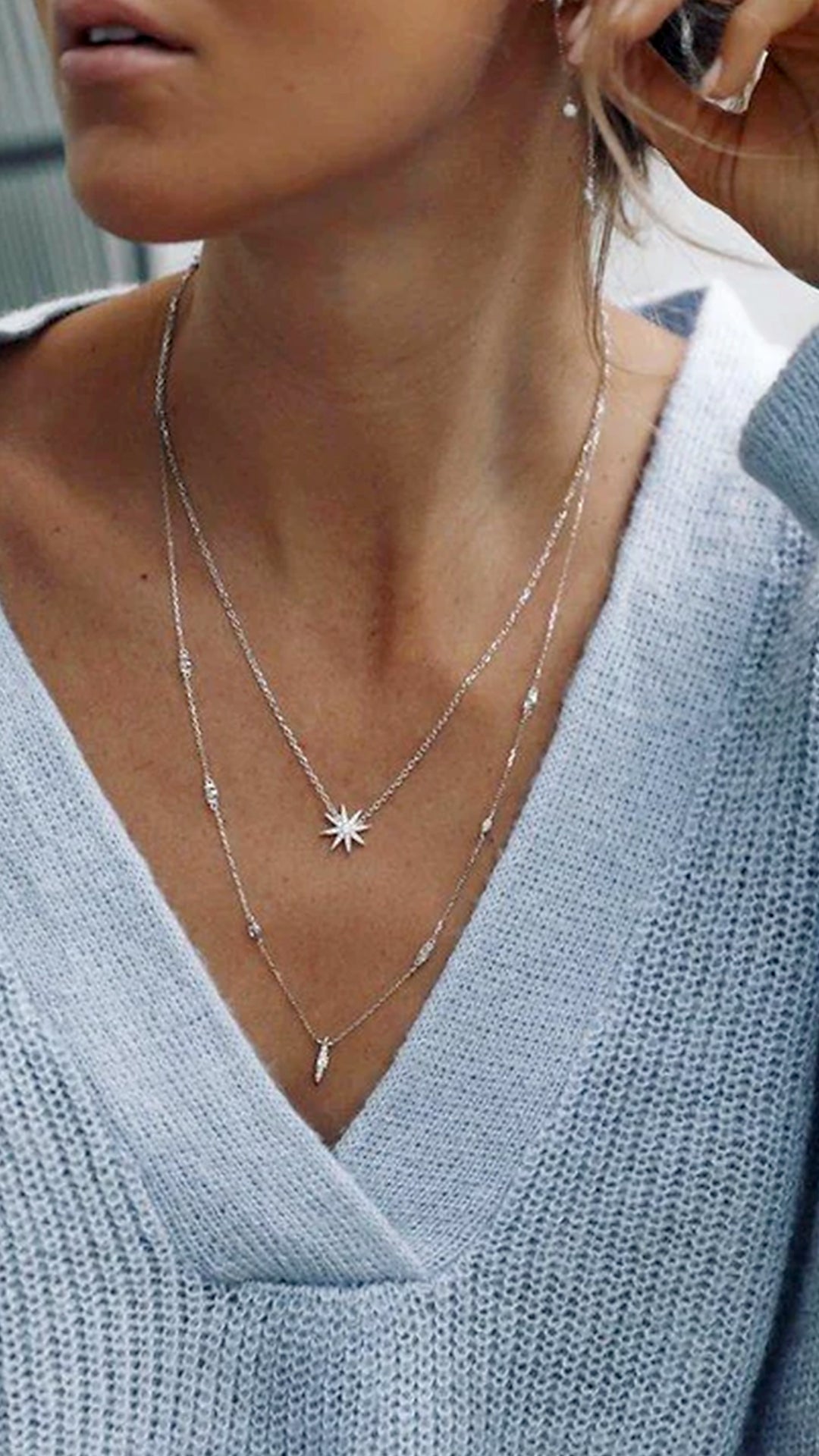 Cosmo Necklace White Gold Plated