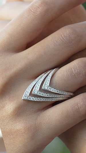 Delta Ring White Gold Plated