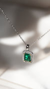 Eton Green Borderset Necklace White Gold Plated