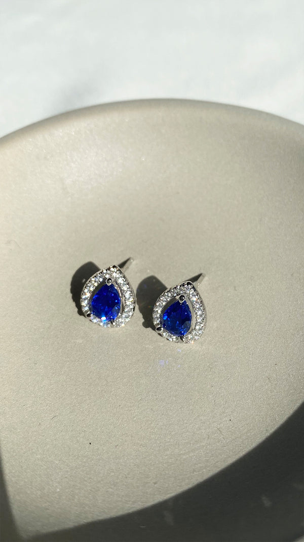 Emile Sapphire Stud Earrings Sterling Silver