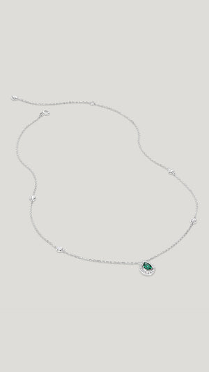 Emile Emerald Green Necklace White Gold Plated