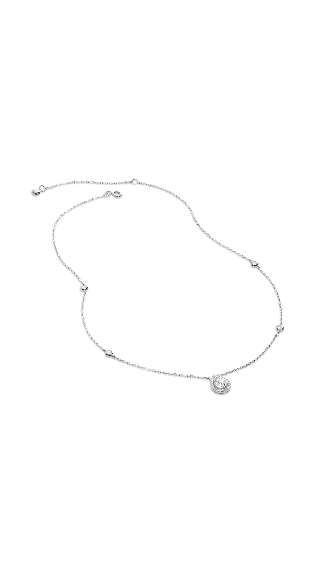 Classic sterling silver borderset Pear necklace for women.