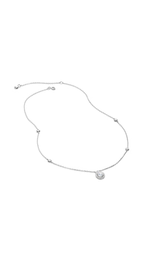 Classic sterling silver borderset Pear necklace for women.